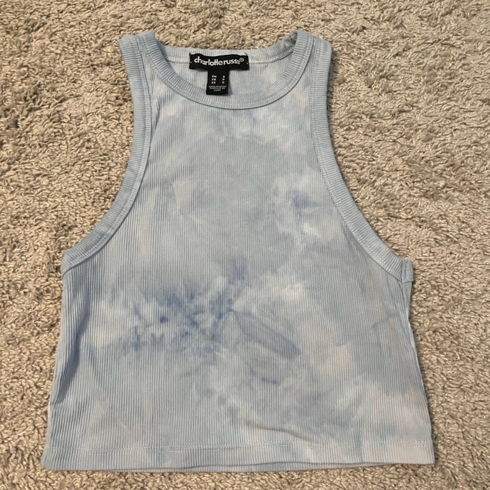 Charlotte Russe Light Blue Tie-Dye Tank Top